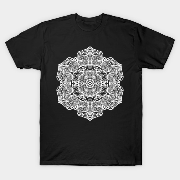 Elegant mandala - White Lace T-Shirt by ElviraDraat